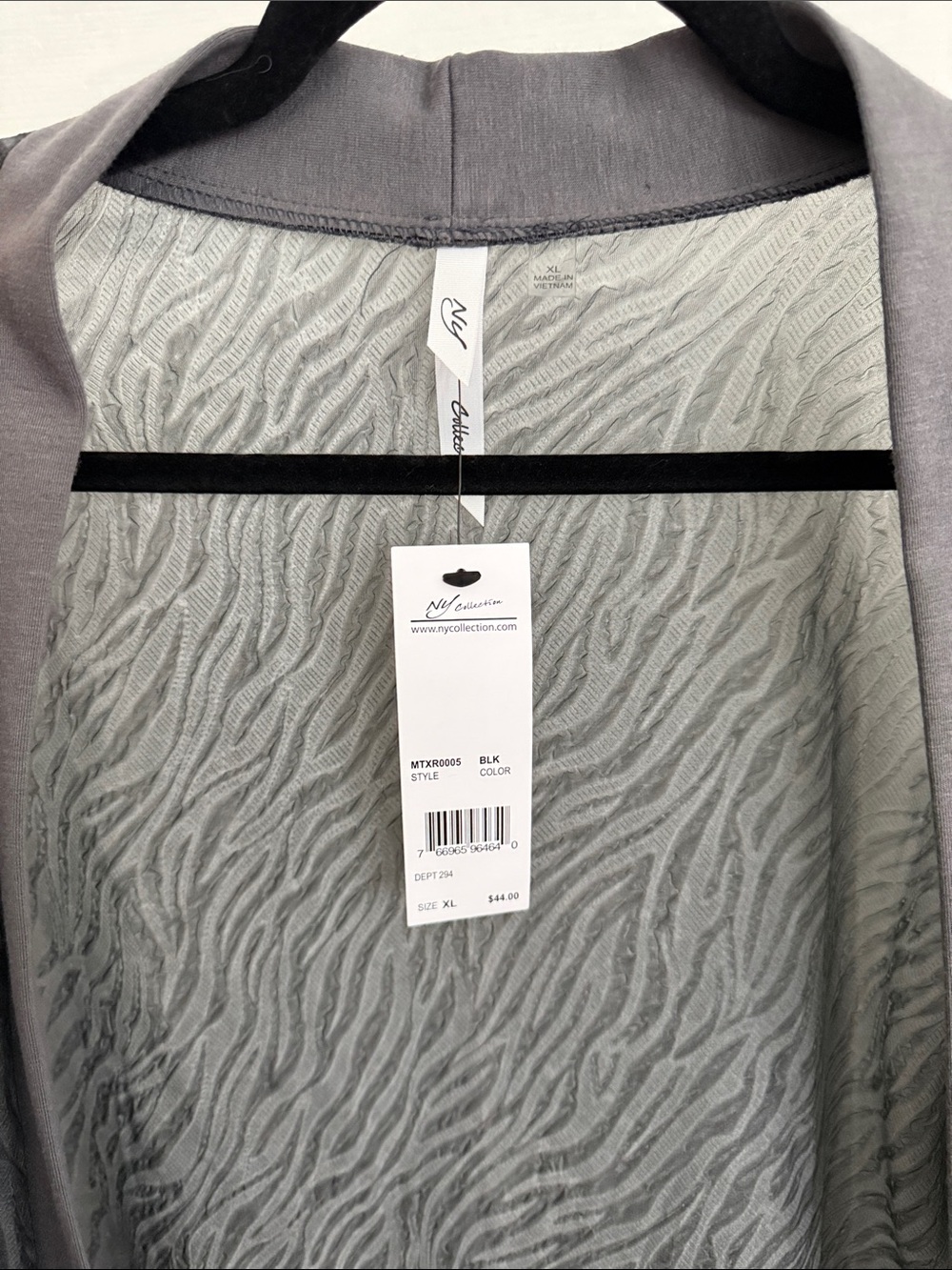 NY Collection Light Gray Textured Lined Jacket